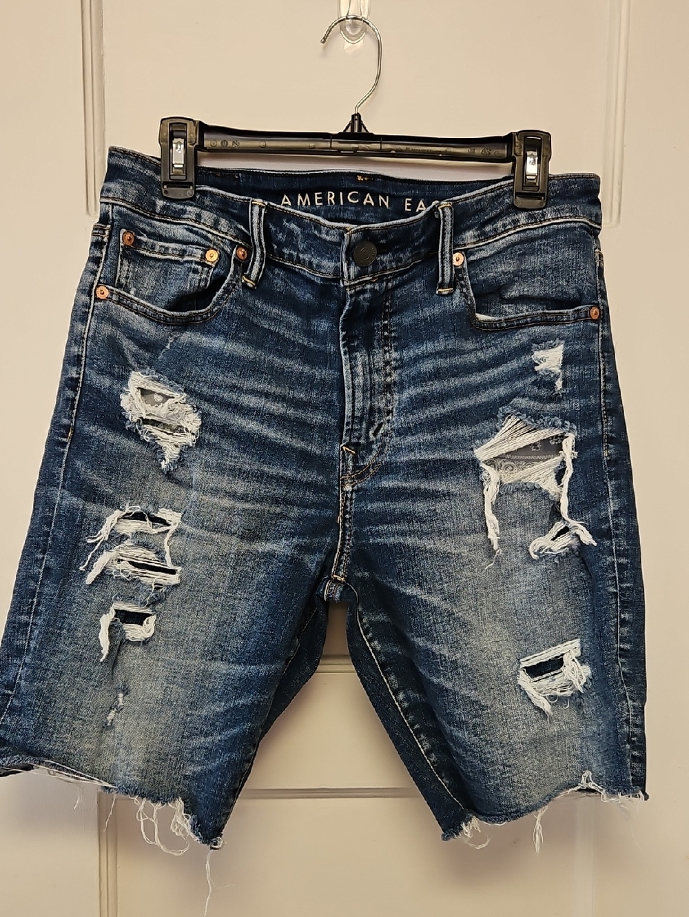 American Eagle Outfitters Distressed Dark Indigo Denim Shorts